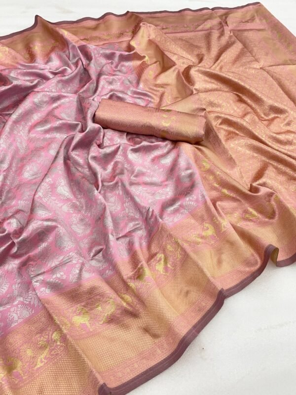 Festival Wear Jacquard Light Pink Saree - Image 8