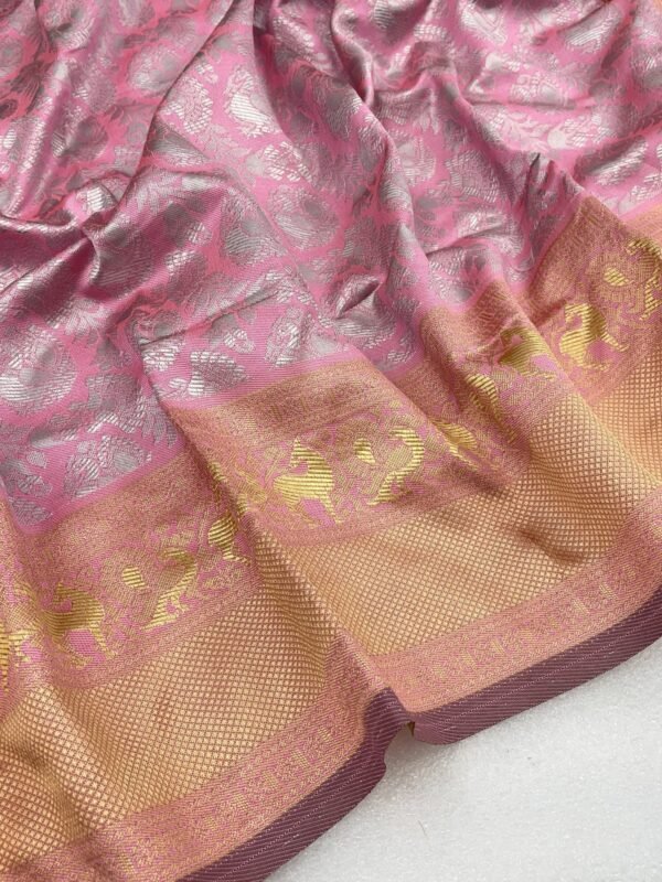 Festival Wear Jacquard Light Pink Saree - Image 9