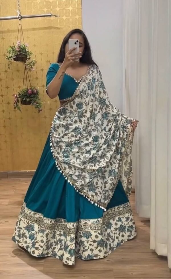Festival Wear Silk Blue Lehenga Choli