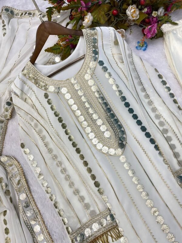 Women's Wear Georgette White Kurta Set - Image 8