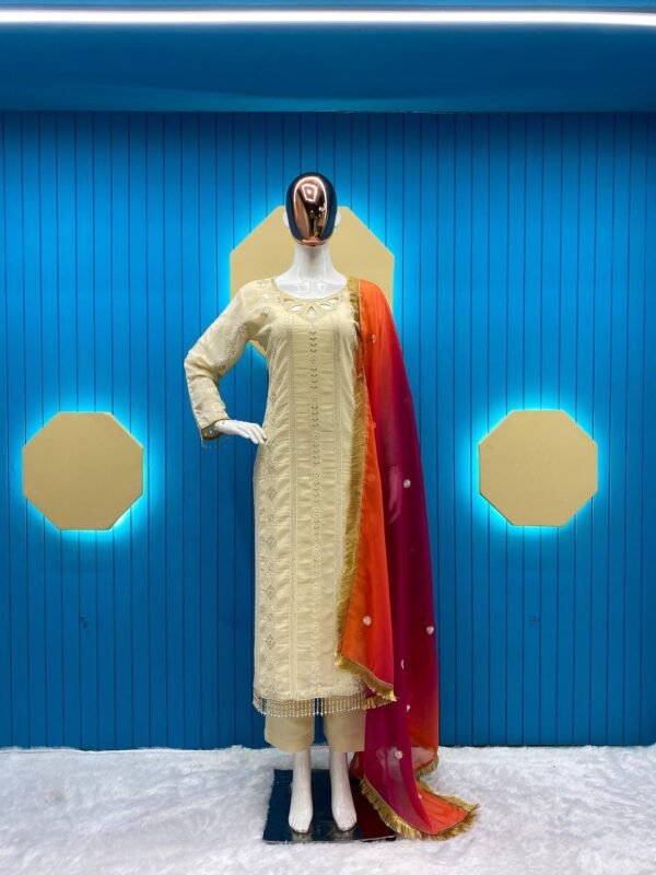 Ready To Wear Georgette White Kurta Suit