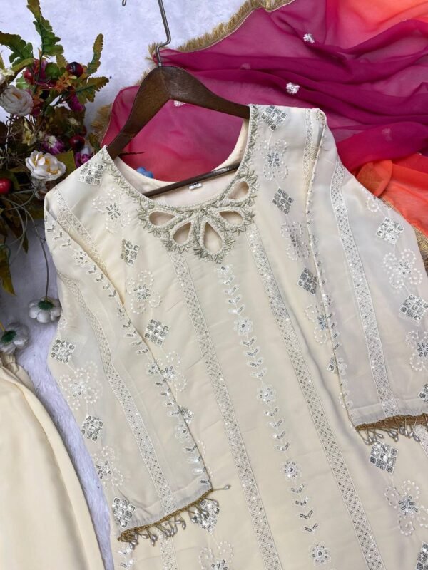 Ready To Wear Georgette White Kurta Suit - Image 7