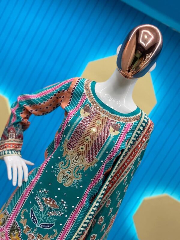 Designer Maslin Multi Sharara Suit - Image 3