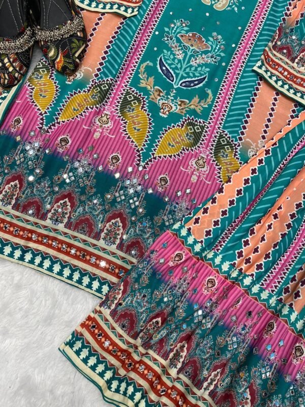 Designer Maslin Multi Sharara Suit - Image 7