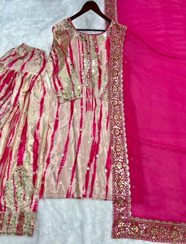 Festival Wear Embroidery Pink Kurta Set - Image 3