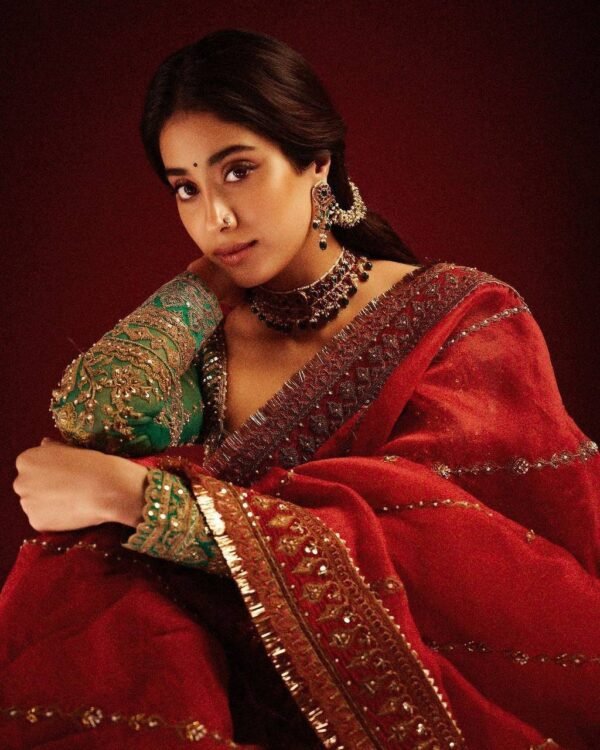 Women's Wear Organza Red Saree - Image 4