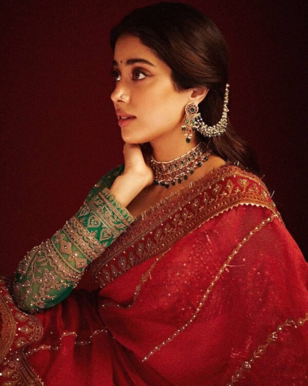 Women's Wear Organza Red Saree - Image 5