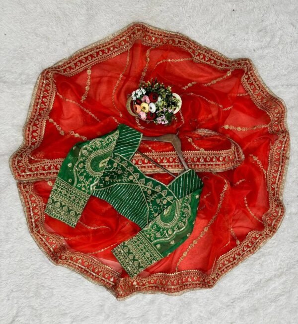 Women's Wear Organza Red Saree - Image 6