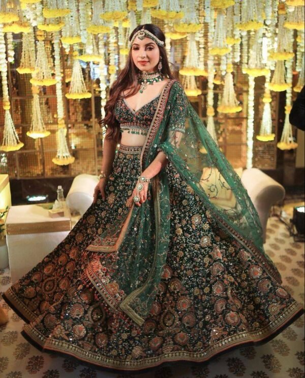 Designer Green Lehenga Choli With Dupatta