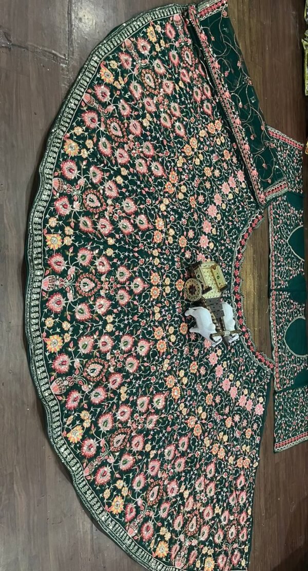Designer Green Lehenga Choli With Dupatta - Image 3