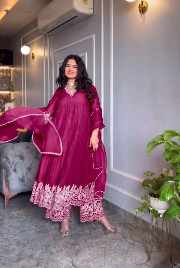 Festival Wear Silk Brown Anarkali Suit - Image 8