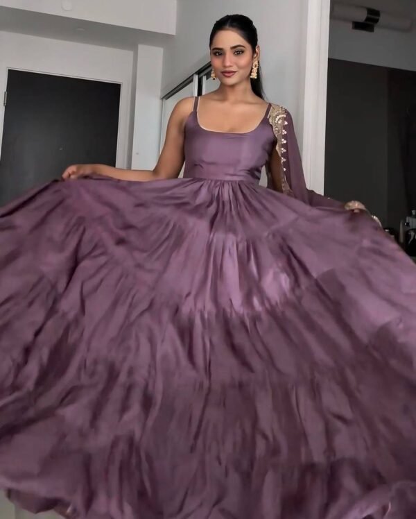 Ready To Wear Georgette Wine Anarkali Suit - Image 2