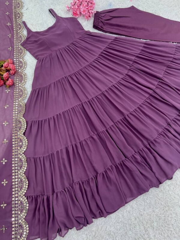 Ready To Wear Georgette Wine Anarkali Suit - Image 5