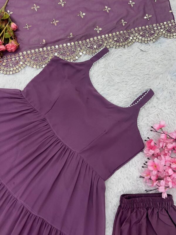 Ready To Wear Georgette Wine Anarkali Suit - Image 6