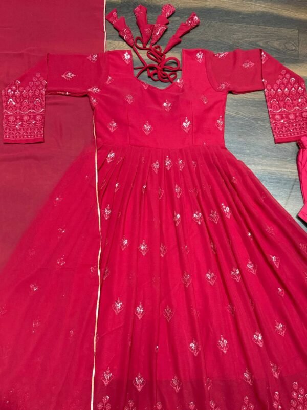 Readymade Embroidery Maroon Kurta Set - Image 6