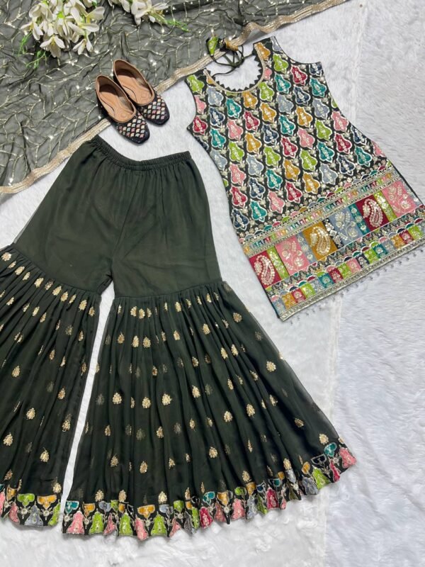 Georgette Embroidery Multi Palazzo Set - Image 3