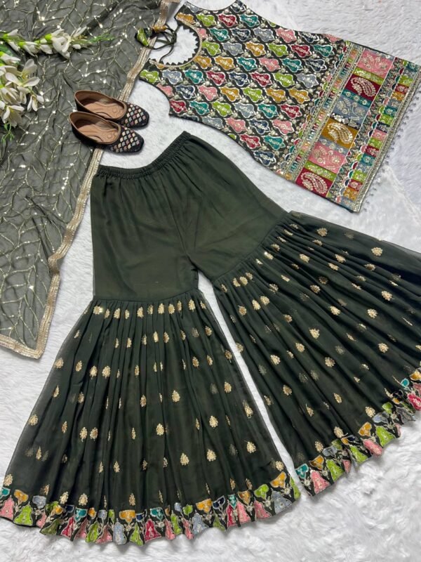 Georgette Embroidery Multi Palazzo Set - Image 4