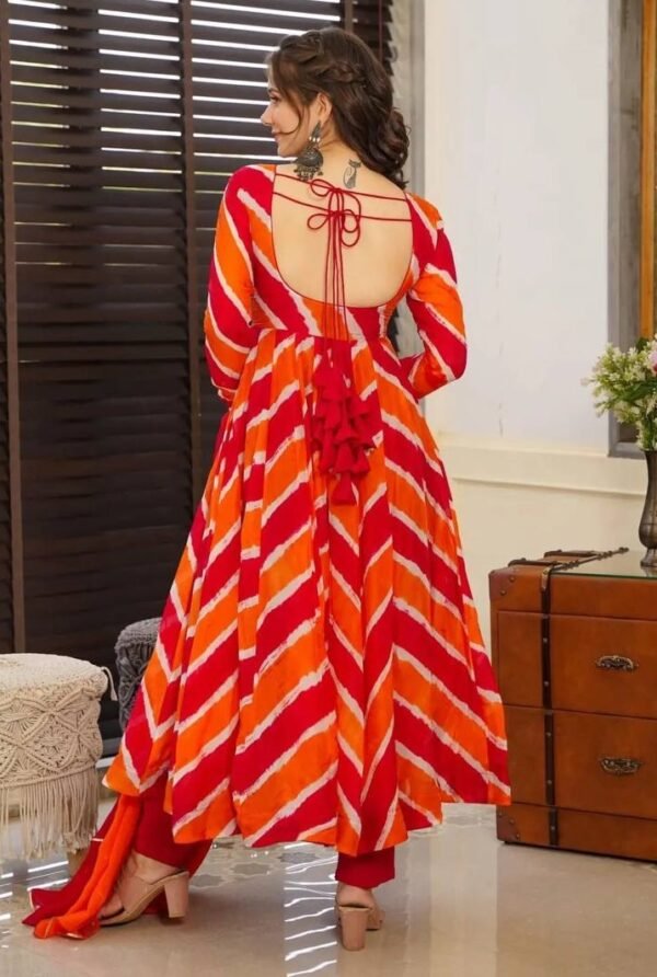 Ready To Wear Organza Orange Anarkali Suit - Image 4