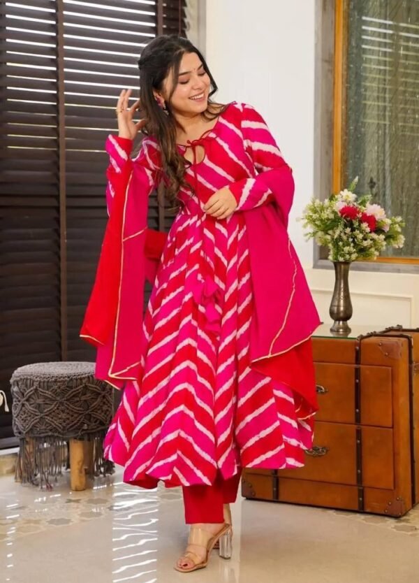 Ready To Wear Organza Pink Anarakali Suit - Image 3