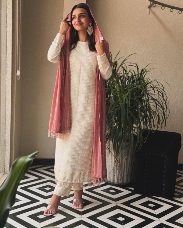 Women's Wear Embroidery White Kurta Set