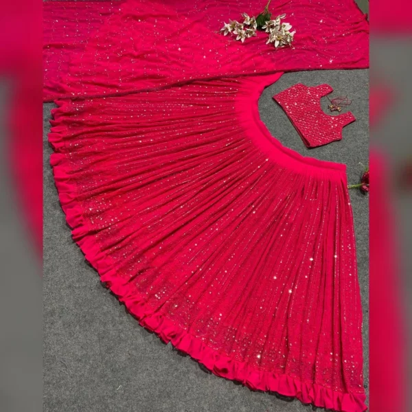 Georgette Wedding Wear Pink Lehenga Choli - Image 4