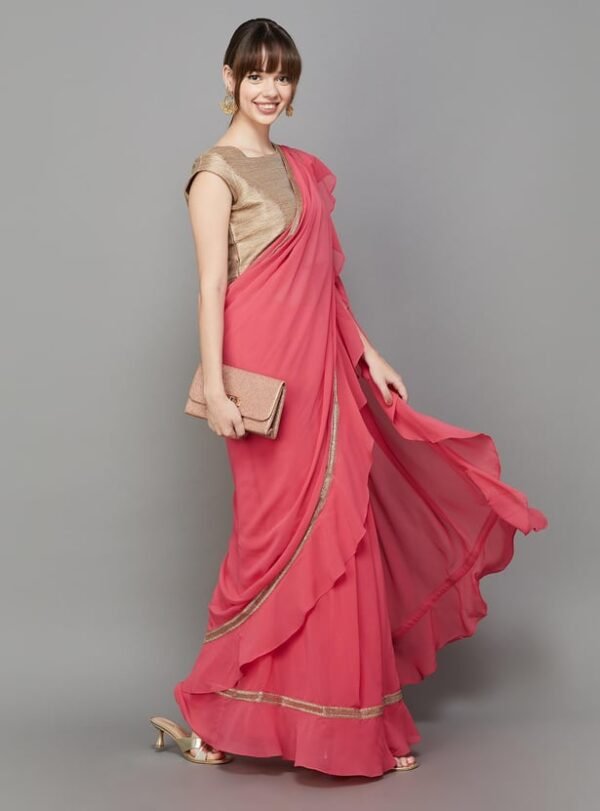 Women Solid Pre-stitched Saree - Image 5