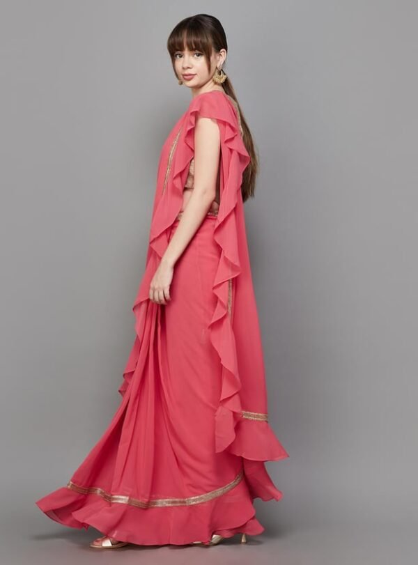 Women Solid Pre-stitched Saree - Image 4