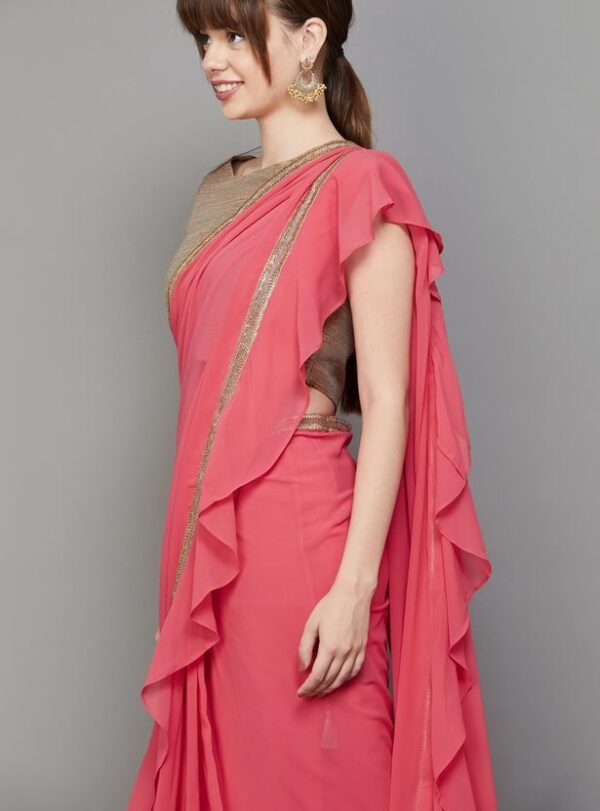 Women Solid Pre-stitched Saree - Image 2