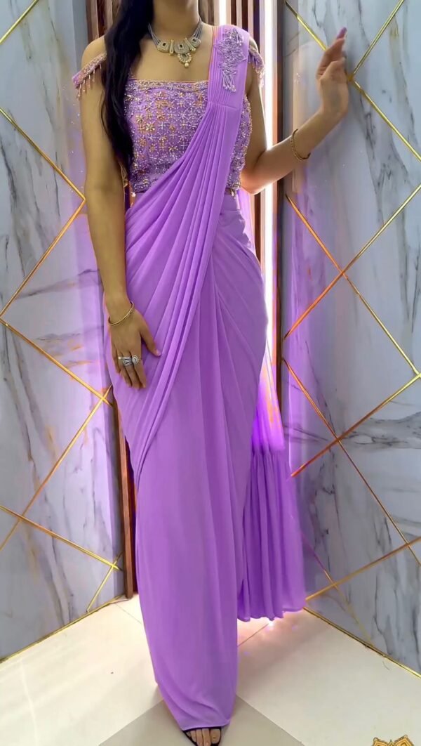 Designer Georgette Purple Saree - Image 4