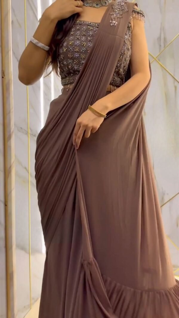 Designer Georgette Brown Saree