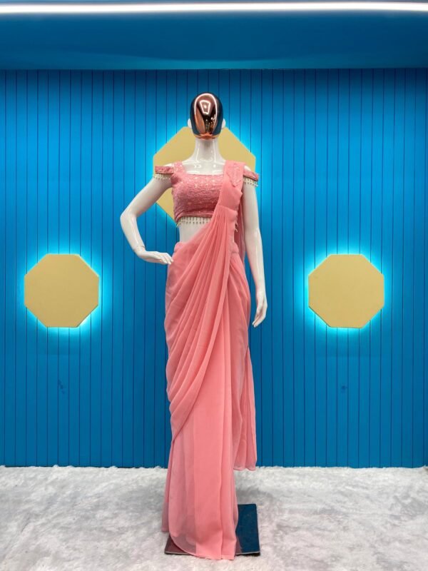 Designer Georgette Pink Saree
