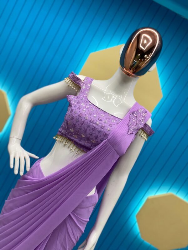Designer Georgette Purple Saree - Image 2