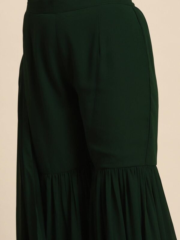 Green Embellished Georgette Ready to Wear Saree - Image 2