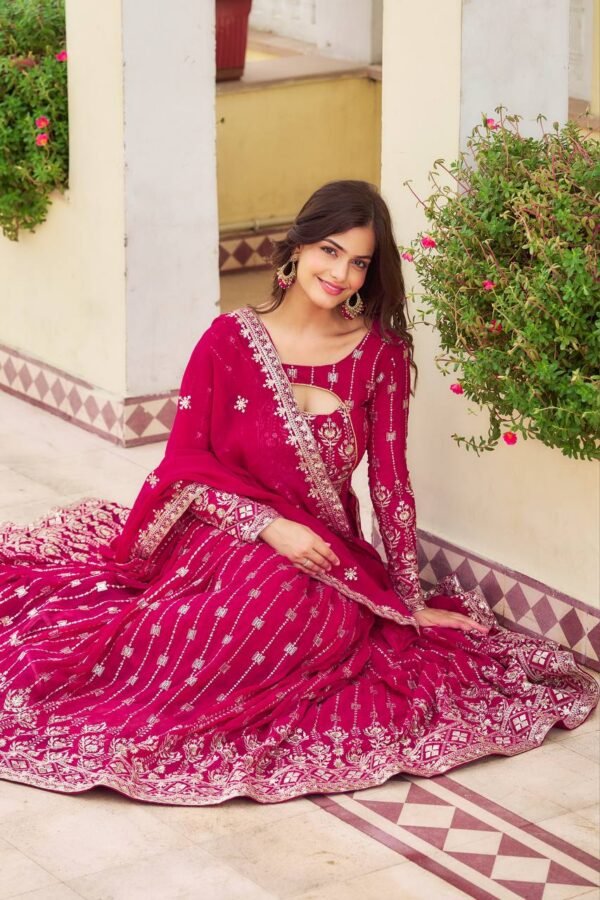 Designer Georgette Pink Lehenga Choli - Image 3
