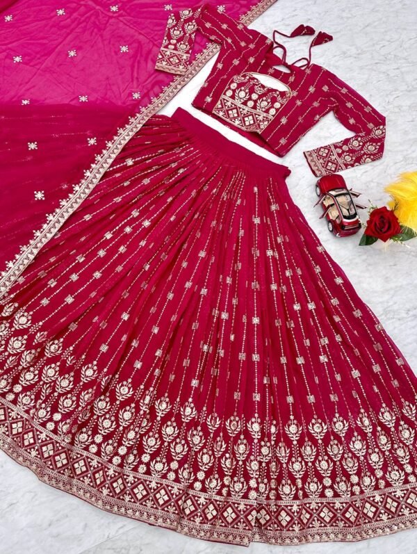 Designer Georgette Pink Lehenga Choli - Image 5