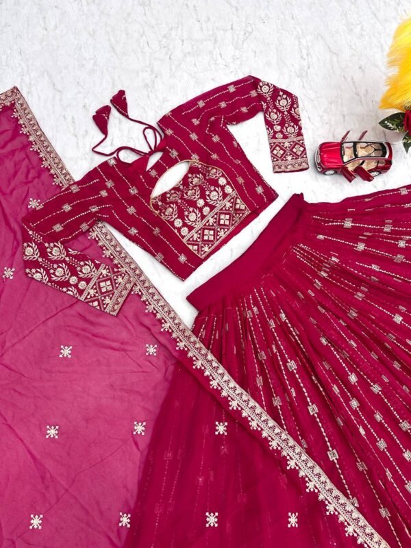 Designer Georgette Pink Lehenga Choli - Image 6