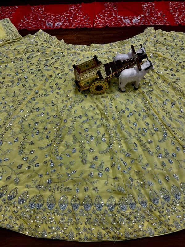 Bridal Wear Georgette Yellow Lehenga Choli - Image 3