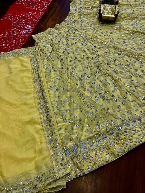 Bridal Wear Georgette Yellow Lehenga Choli - Image 4