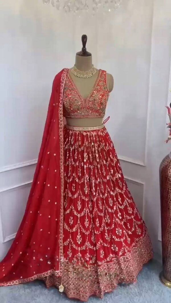 Trending Georgette Red Lehenga Choli