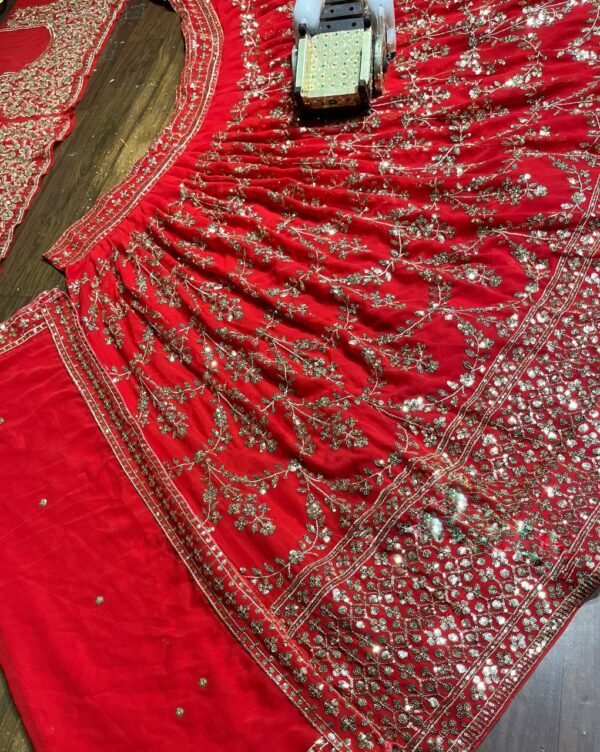 Trending Georgette Red Lehenga Choli - Image 6
