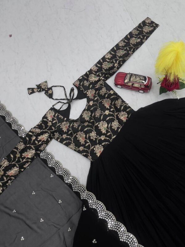 Readymade Georgette Black Gown Set - Image 5