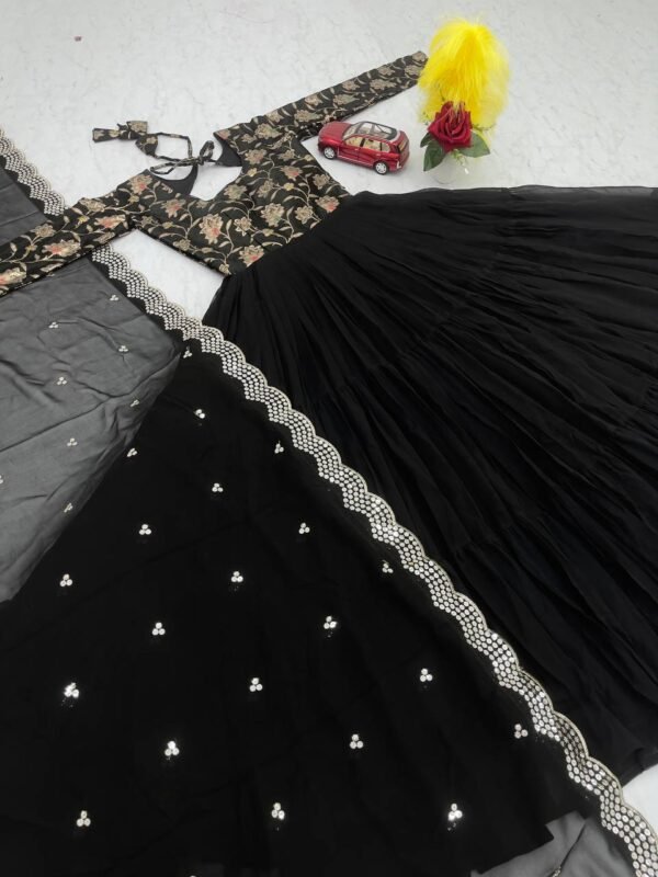 Readymade Georgette Black Gown Set - Image 6
