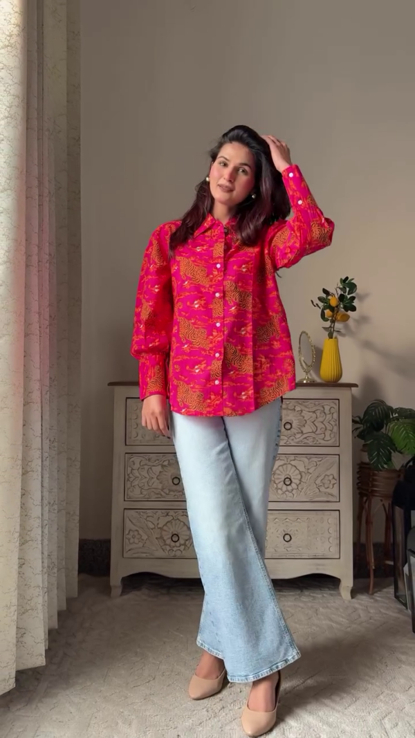 Printed Shirt-Collar Shirt With Trouser Co-Ords - Image 2