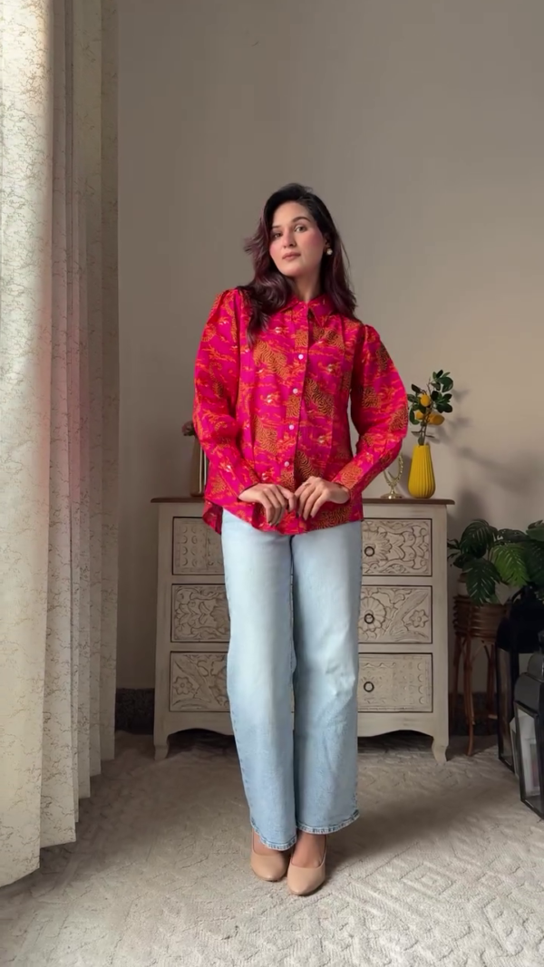 Printed Shirt-Collar Shirt With Trouser Co-Ords