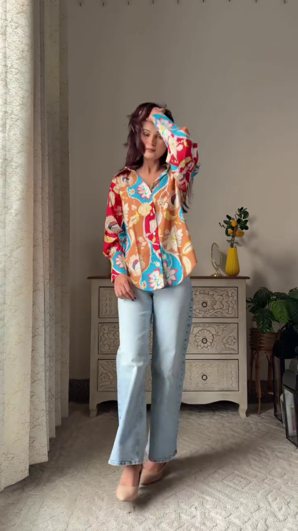 Printed Shirt-Collar Shirt With Trouser Co-Ords - Image 5