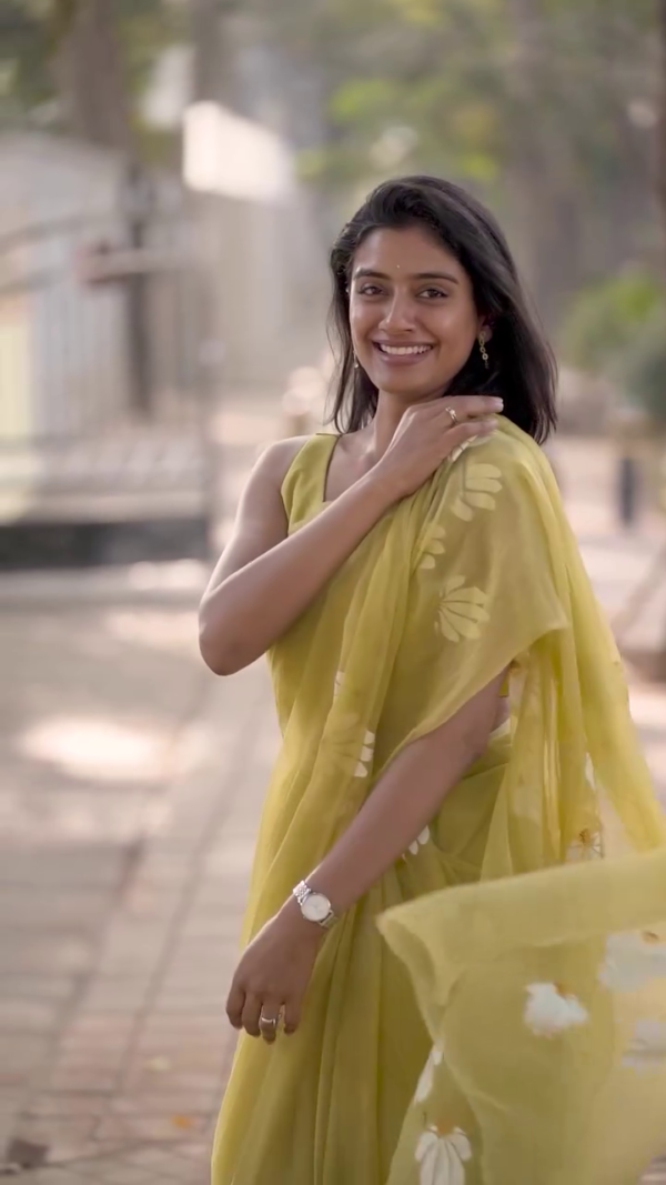 Floral Print Madurai Organza Saree - Image 5