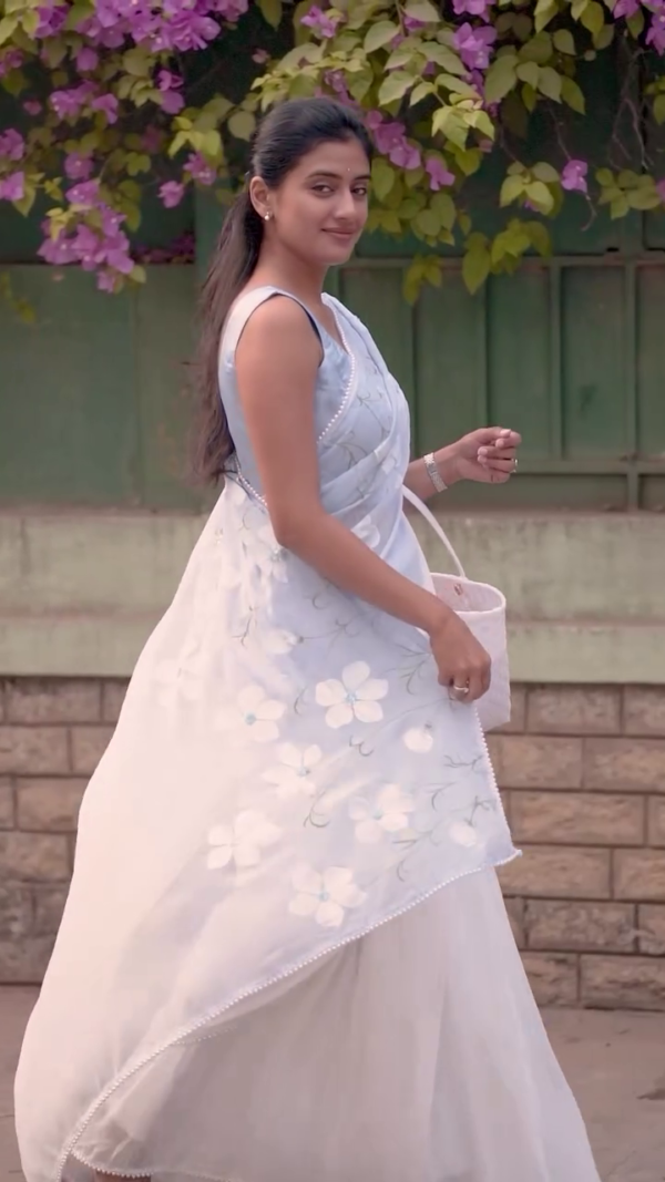 Floral Print Madurai Organza Saree - Image 7