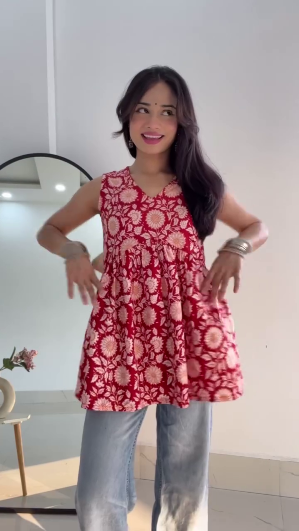 women rayon embroidery short kurti. - Image 4