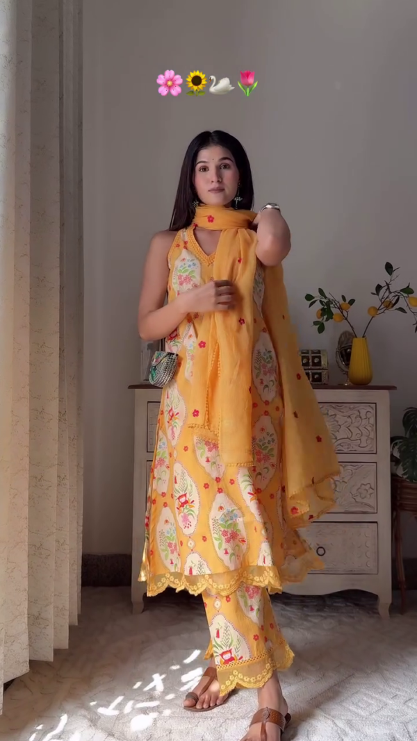 Kurti Paint And Dupatta Set| Kurta For Girls - Image 2