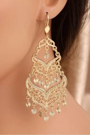 Elegant Gold Filigree Chandelier Earrings